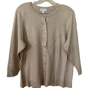 Charter Club Women's Button Down Cardigan Sweater, Cream Tan 1X